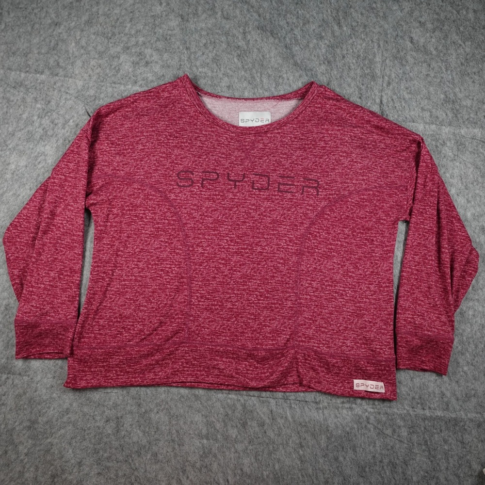 Spyder‎ Sweatshirt Women Large Pink Heathered Long Sleeve Logo Pullover Crewneck